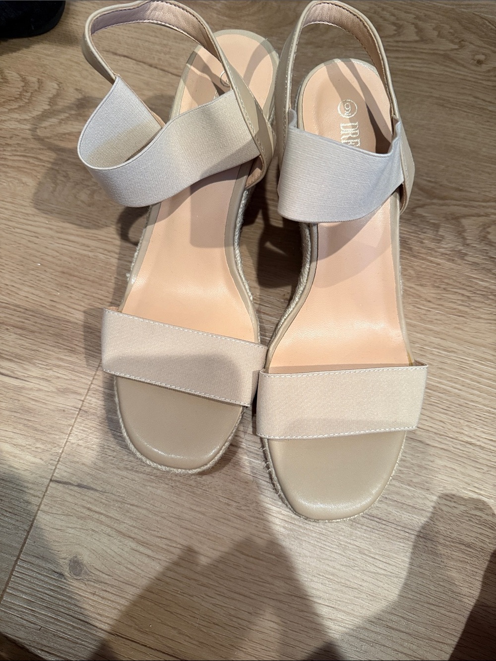 Dream Pairs Beige Elastic Strap Wedge Sandals